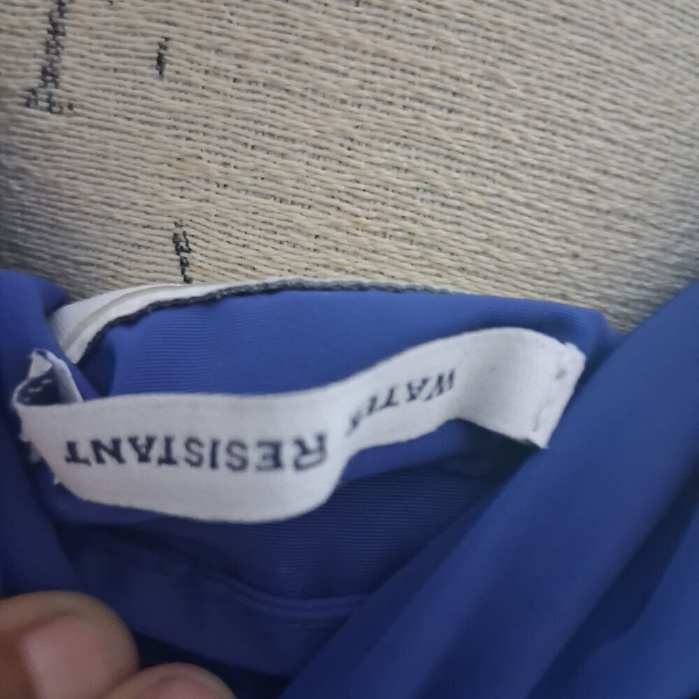 Hooded Water Resistant Utility Trenchcoat Jacket in Royal Blue - Picture 7 of 10